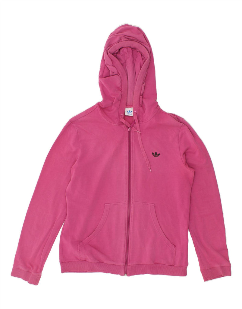 ADIDAS Womens Zip Hoodie Sweater IT 44 Medium Pink Cotton Vintage Adidas and Second-Hand Adidas from Messina Hembry 