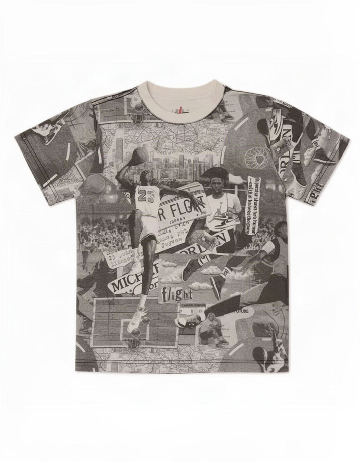 Jordan Boys Graphic T-Shirt Top 10-11 Years Medium Grey Patchwork Cotton