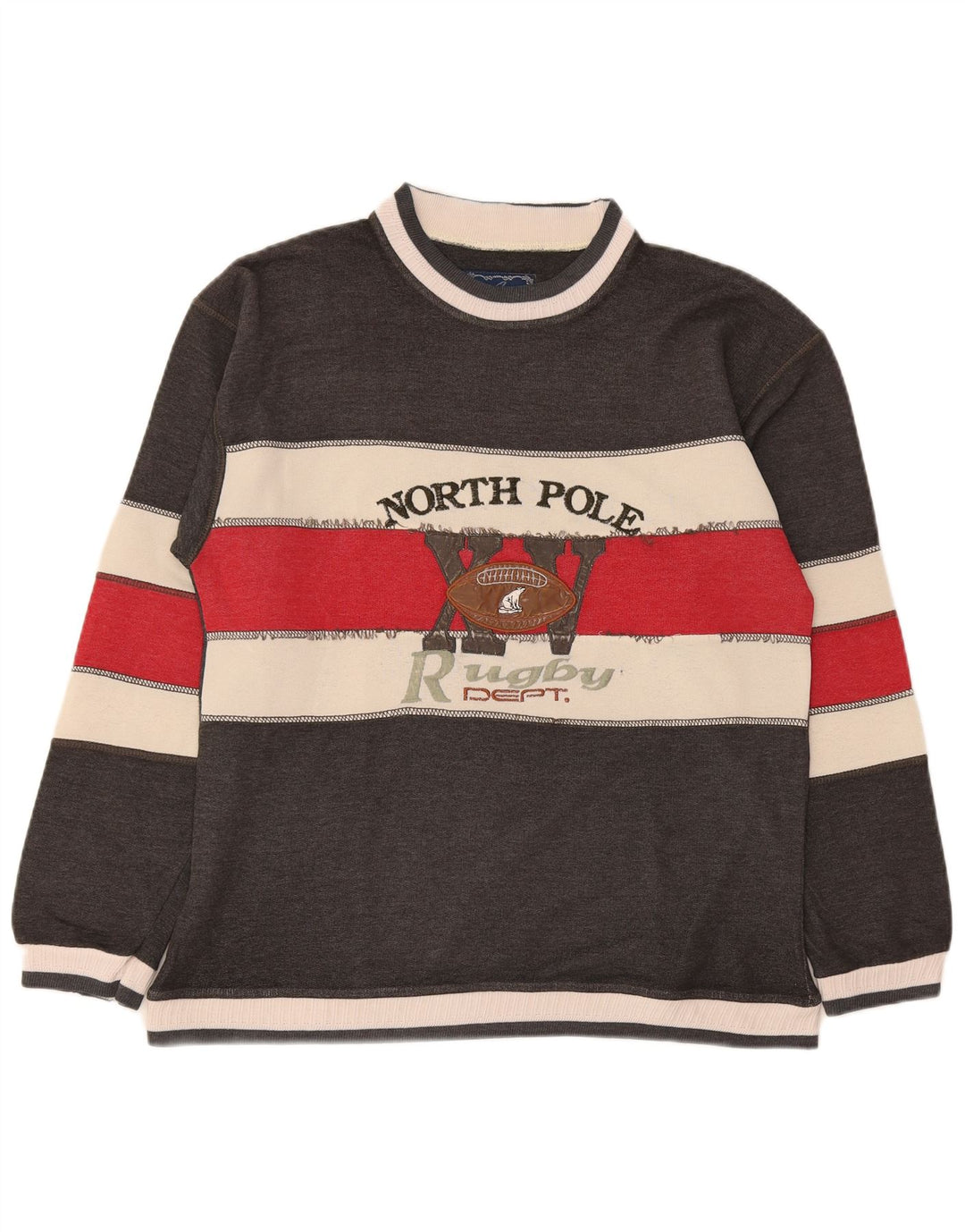 North Pole Mens Graphic Sweatshirt Jumper Medium Grey Colourblock