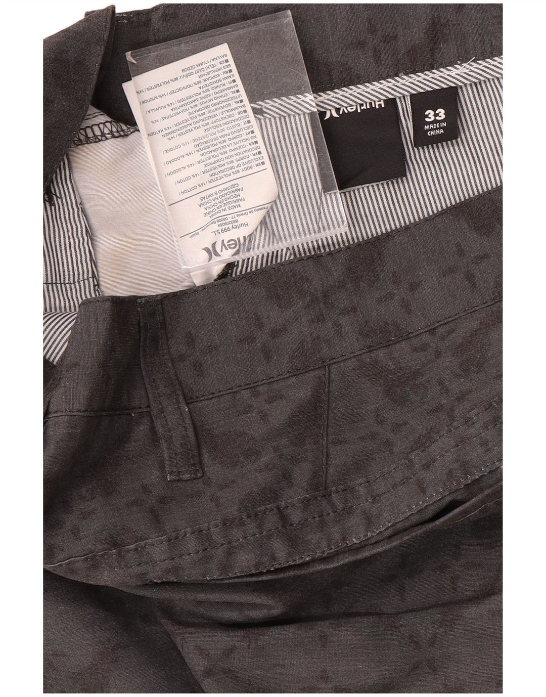 Hurley Mens Chino Shorts  W33 Medium Grey Geometric Polyester