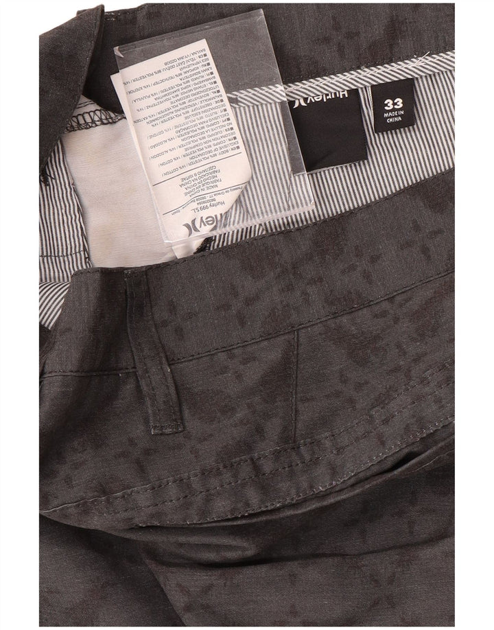 Hurley Mens Chino Shorts  W33 Medium Grey Geometric Polyester