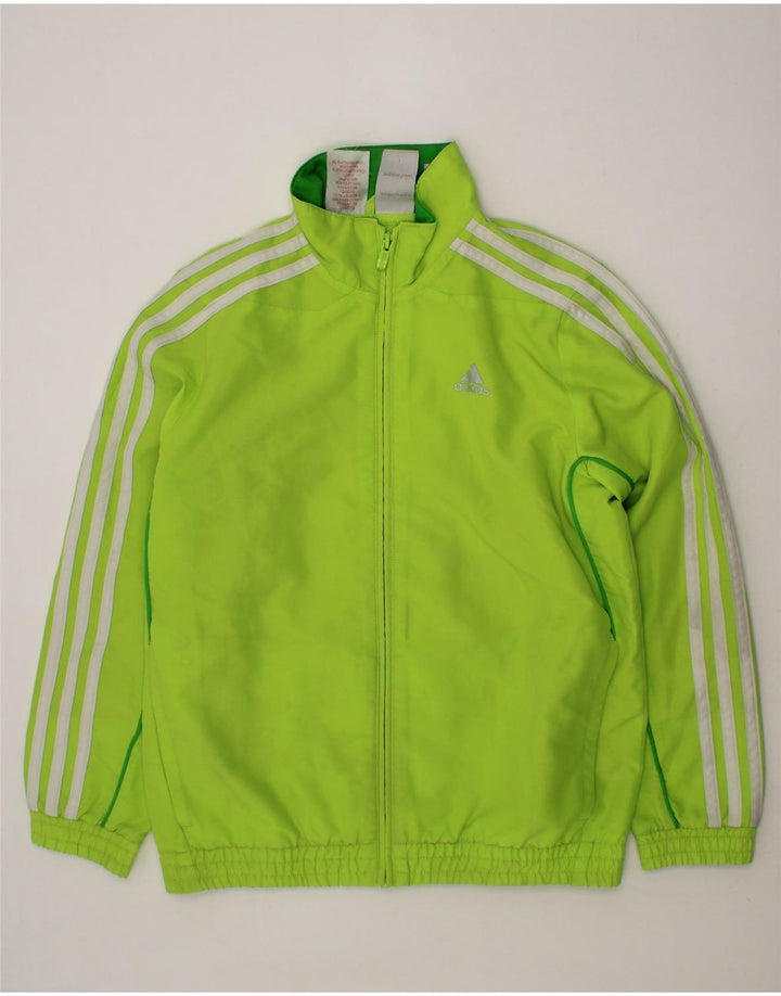 ADIDAS Boys Tracksuit Top Jacket 9-10 Years Green Polyester Vintage Adidas and Second-Hand Adidas from Messina Hembry 