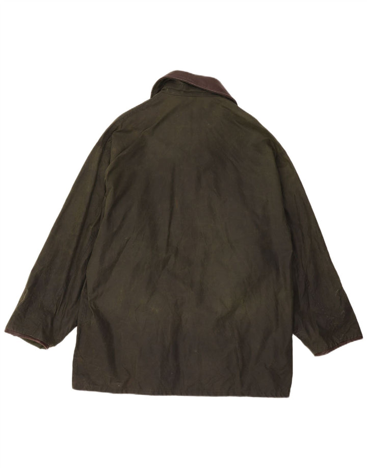 Vintage Mens Waxed Cotton Jacket UK 38 Medium Green Colourblock Cotton