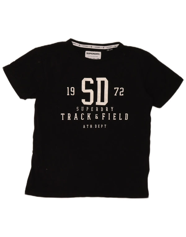 Superdry Womens Graphic T-Shirt Top UK 12 Medium Black Cotton
