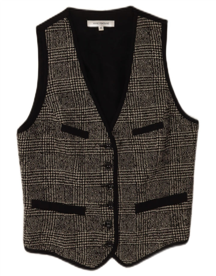 Anne Fontaine Womens Waistcoat EU 40 Medium Grey Houndstooth Wool