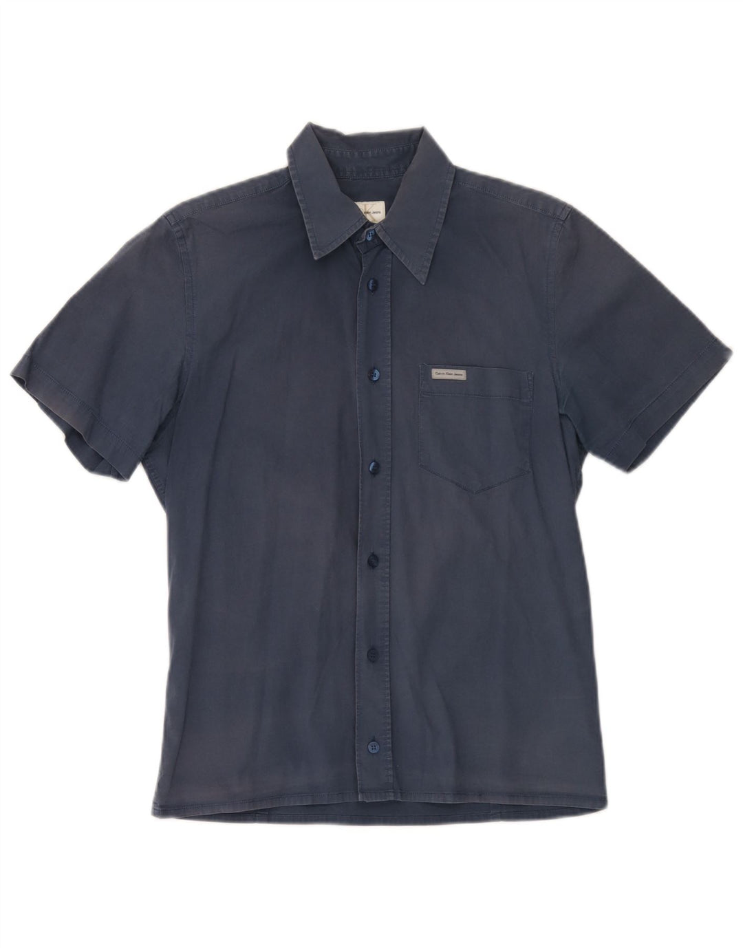 Calvin Klein Jeans Mens Short Sleeve Shirt Medium Navy Blue Cotton