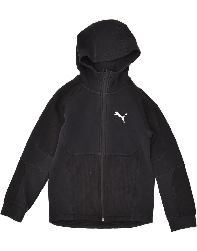 PUMA Boys Zip Hoodie Sweater 11-12 Years Black Cotton Vintage Puma and Second-Hand Puma from Messina Hembry 