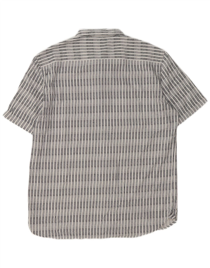 French Connection Mens Short Sleeve Shirt Large White Striped Viscose
