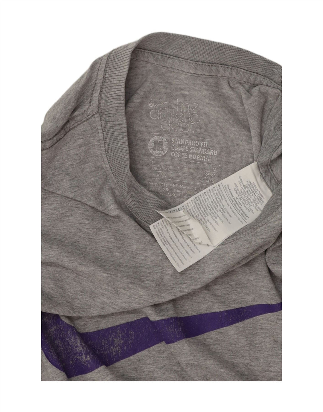 Nike Mens Standard Fit Graphic T-Shirt Top UK 38/40 Medium Grey Cotton