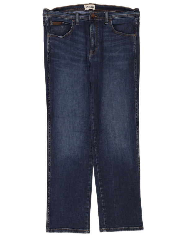 Wrangler Mens Straight Jeans W36 L32 Blue Cotton