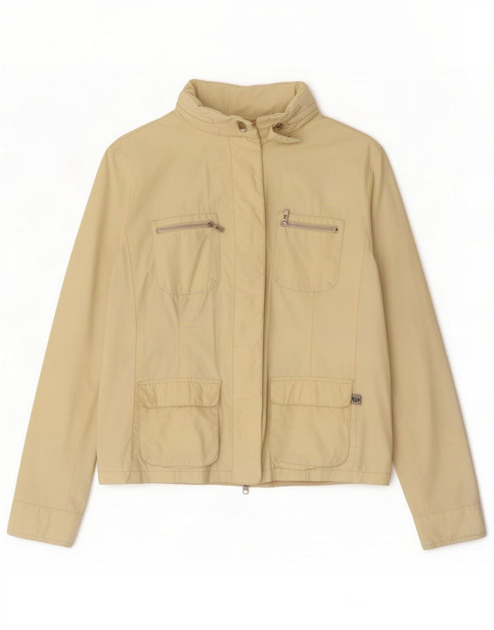 Sergio Tacchini Womens Hooded Utility Jacket IT 46 Large Beige Polyamide