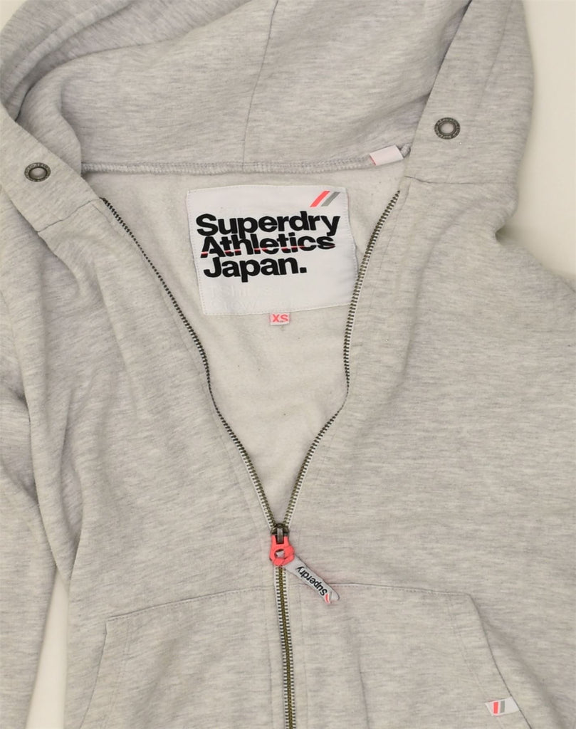 SUPERDRY Womens Zip Hoodie Sweater UK 6 XS Grey Cotton | Vintage Superdry | Thrift | Second-Hand Superdry | Used Clothing | Messina Hembry 