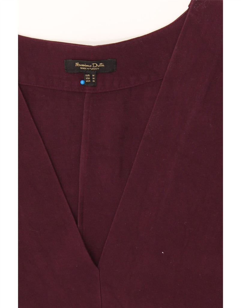 MASSIMO DUTTI Womens Long Sleeve Maxi Dress UK 12 Medium Burgundy Viscose Vintage Massimo Dutti and Second-Hand Massimo Dutti from Messina Hembry 