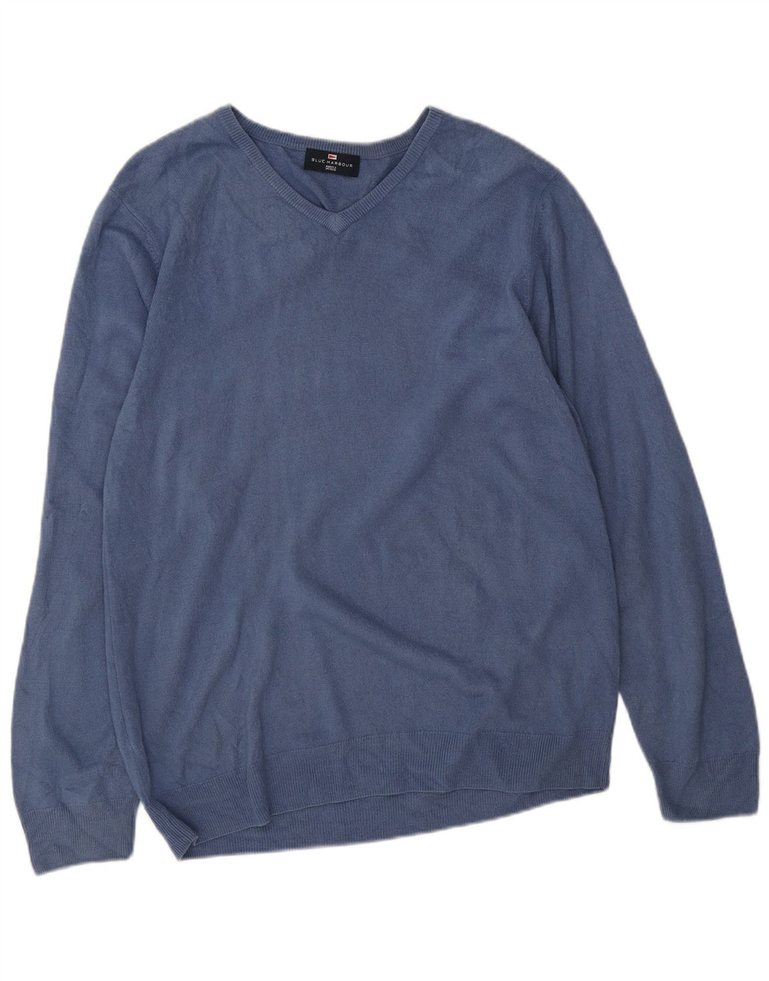 Marks & Spencer Mens Blue Harbour V-Neck Jumper Sweater Large Navy Blue