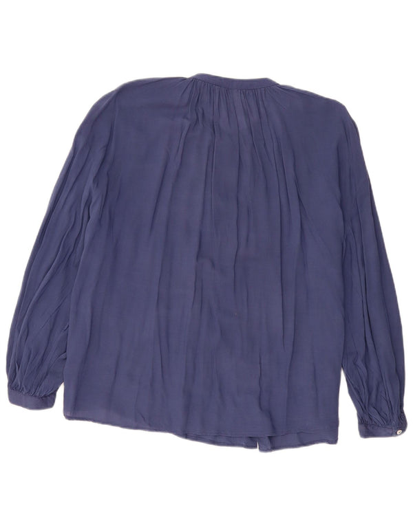 Marks & Spencer Womens 3/4 Sleeve Shirt Blouse UK 14 Large Navy Blue