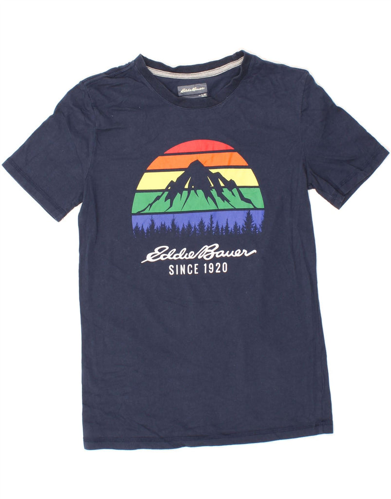 EDDIE BAUER Boys Graphic T-Shirt Top 15-16 Years XL Navy Blue Vintage Eddie Bauer and Second-Hand Eddie Bauer from Messina Hembry 