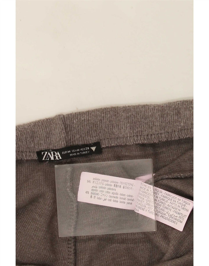 Zara Womens High Waist Wide Leg Trousers UK 14 Medium  Grey Polyester