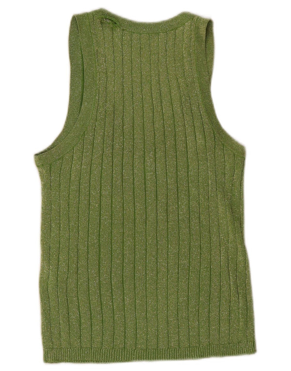 Zara Womens Vest Top UK 10 Small Green Flecked Viscose