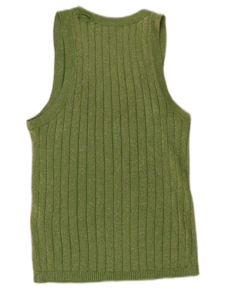 Zara Womens Vest Top UK 10 Small Green Flecked Viscose