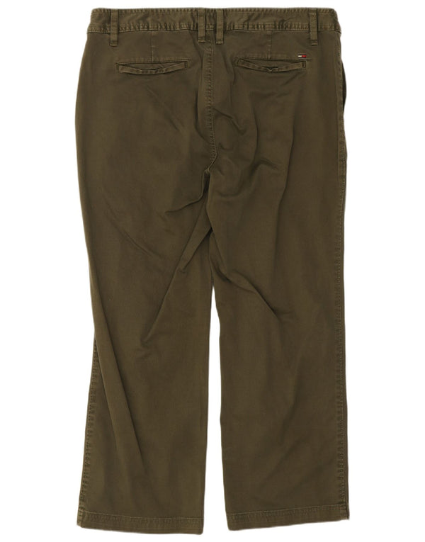 Tommy Hilfiger Womens Cropped Trousers US 12 Large W34 L25 Khaki Cotton