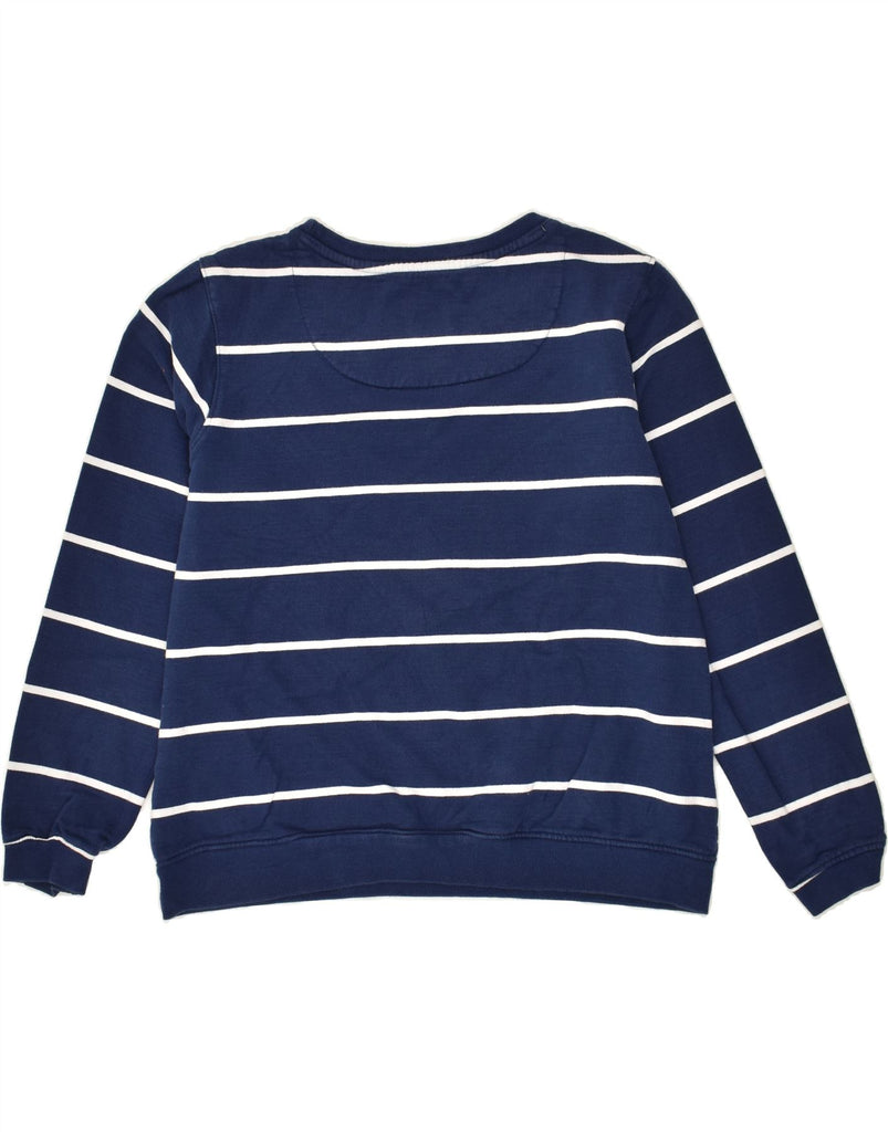 CREW CLOTHING Womens Sweatshirt Jumper UK 14 Large Navy Blue Striped | Vintage Crew Clothing | Thrift | Second-Hand Crew Clothing | Used Clothing | Messina Hembry 