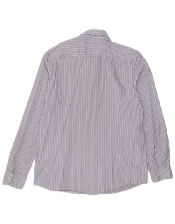 Massimo Dutti Mens Shirt XL Blue Pinstripe Cotton
