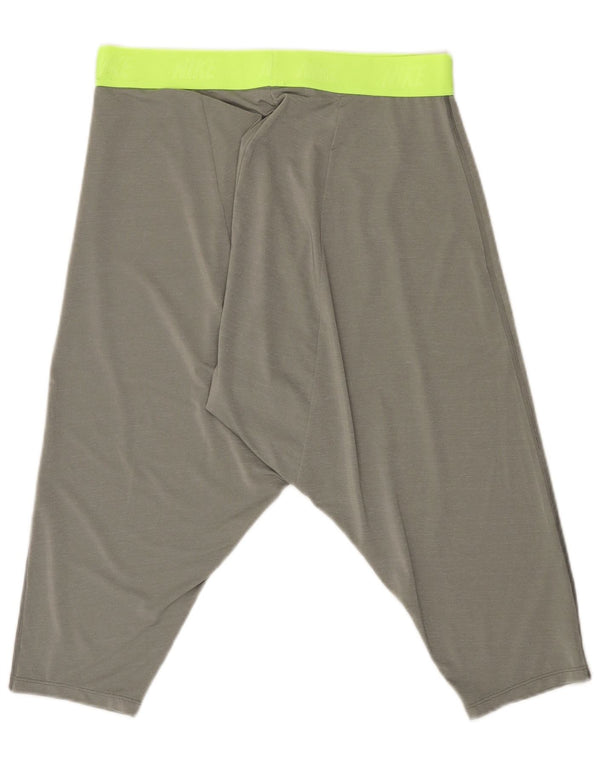 Nike Womens Dri Fit Bermuda Sport Shorts UK 14 Medium Grey Colourblock