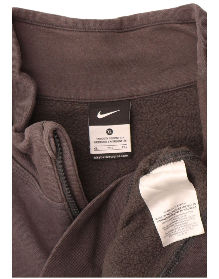 Nike Mens Zip Neck Sweatshirt Jumper XL Grey Cotton
