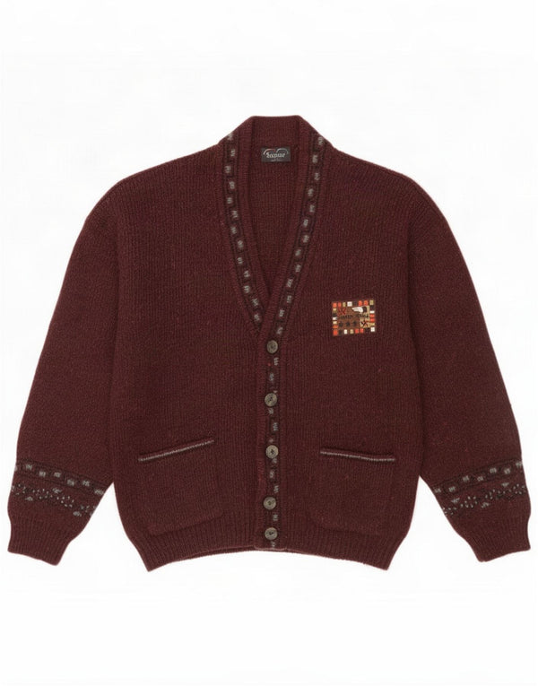 Suspense Mens Cardigan Sweater IT 48 Medium Brown Geometric Acrylic