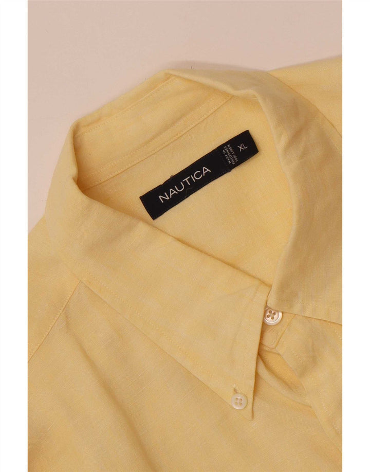 Nautica Mens Shirt XL Yellow Linen