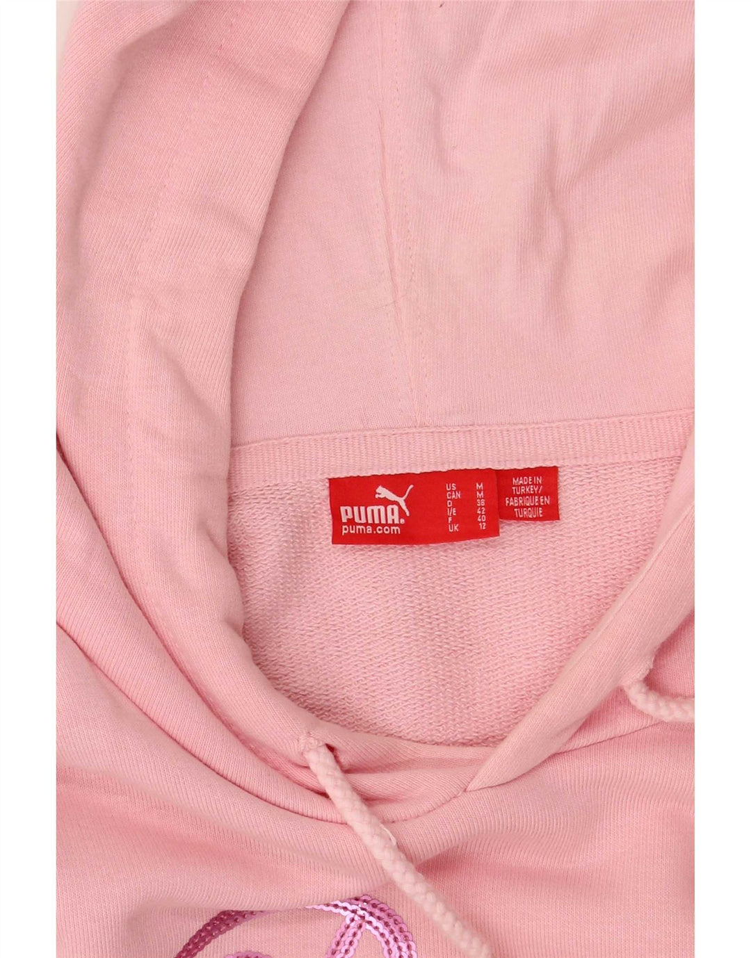 Puma Womens Graphic Hoodie Jumper UK 12 Medium Pink