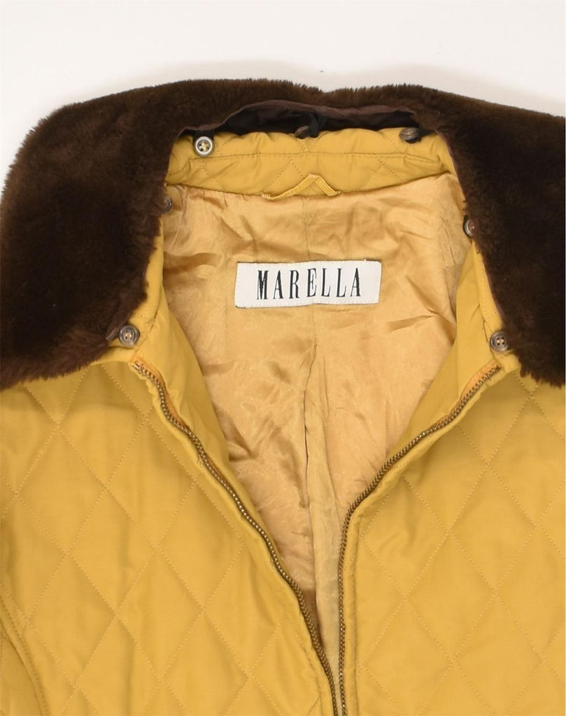 MARELLA Womens Quilted Jacket UK 12 Medium Yellow Polyester | Vintage Marella | Thrift | Second-Hand Marella | Used Clothing | Messina Hembry 