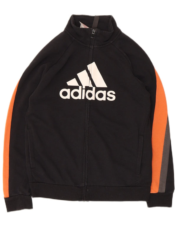 Adidas Boys Graphic Tracksuit Top Jacket 11-12 Years Black Colourblock