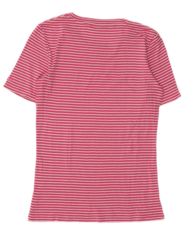 BENETTON Womens T-Shirt Top UK 6 XS Pink Striped Cotton