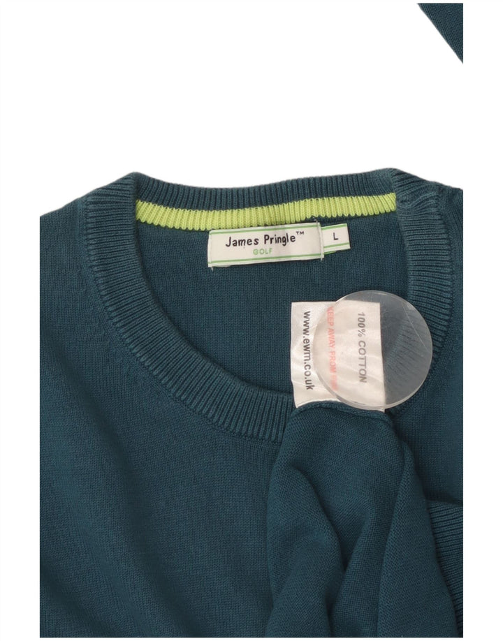 James Pringle Mens Crew Neck Jumper Sweater Large Blue Cotton