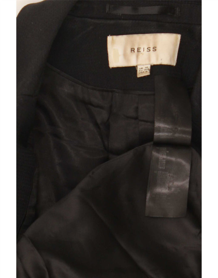 Reiss Womens 1 Button Blazer Jacket UK 10 Small Black Wool