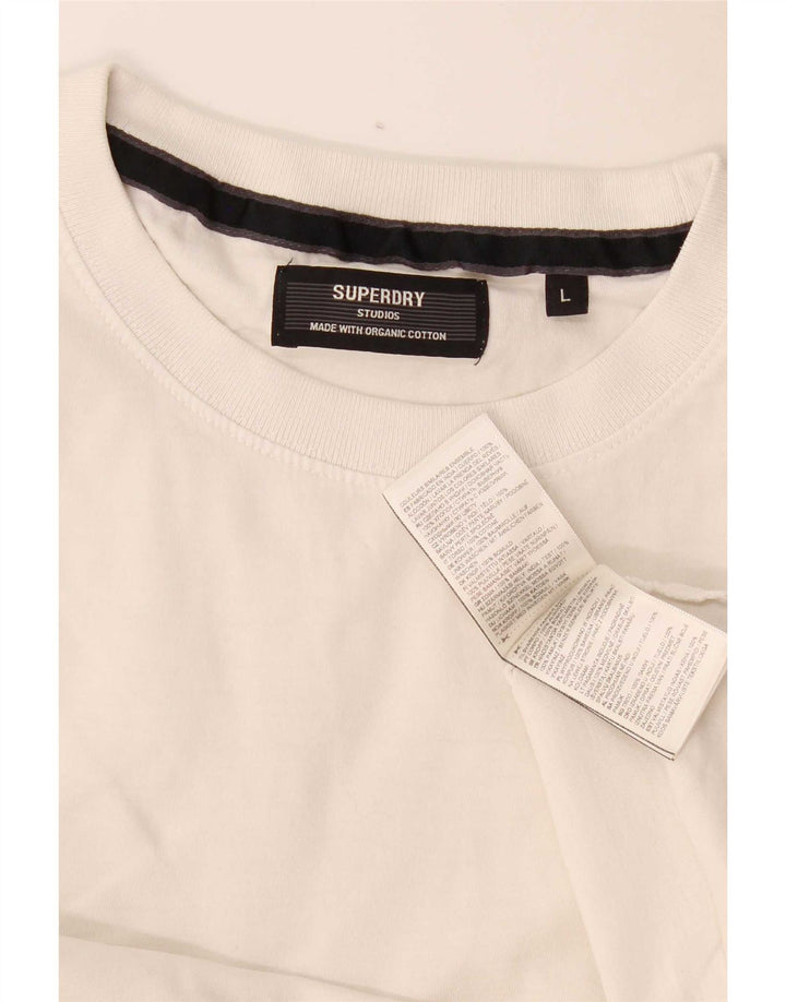 Superdry Mens T-Shirt Top Large White Cotton