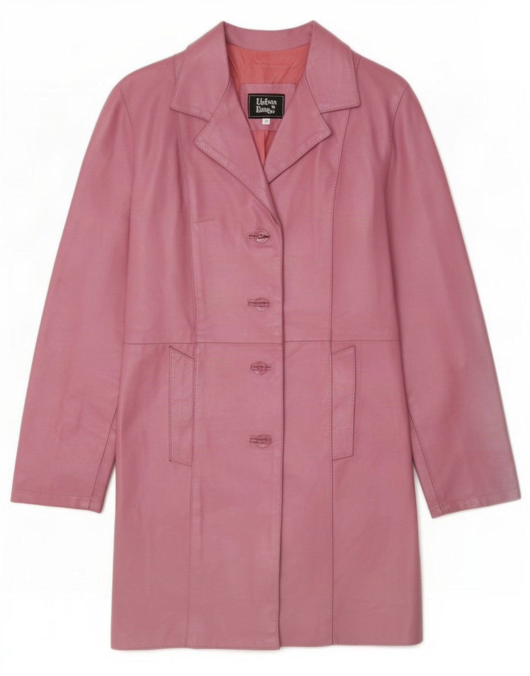 Vintage Womens Leather Coat UK 12 Medium Pink
