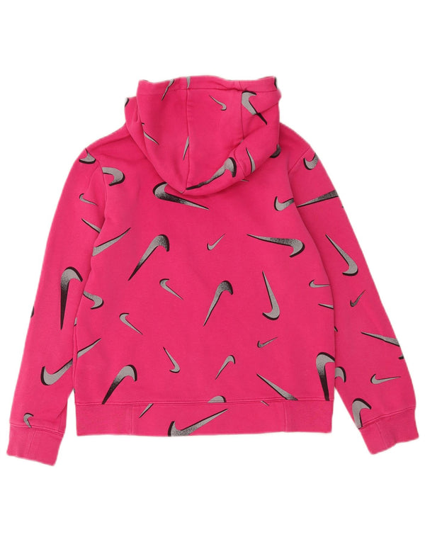 Nike Girls Graphic Standard Fit Hoodie Jumper 10-11 Years Medium Pink