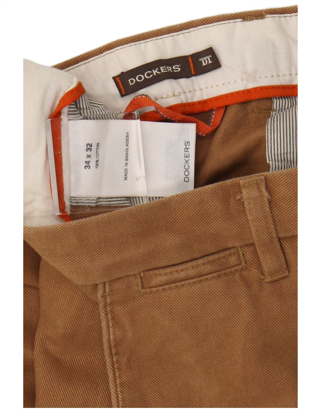 Dockers Mens Straight Chino Trousers W34 L32 Brown Cotton
