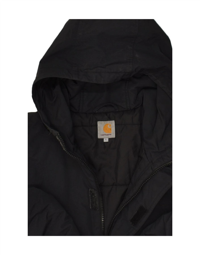 CARHARTT Mens Hooded Windbreaker Jacket UK 40 Large Black Polyester | Vintage Carhartt | Thrift | Second-Hand Carhartt | Used Clothing | Messina Hembry 