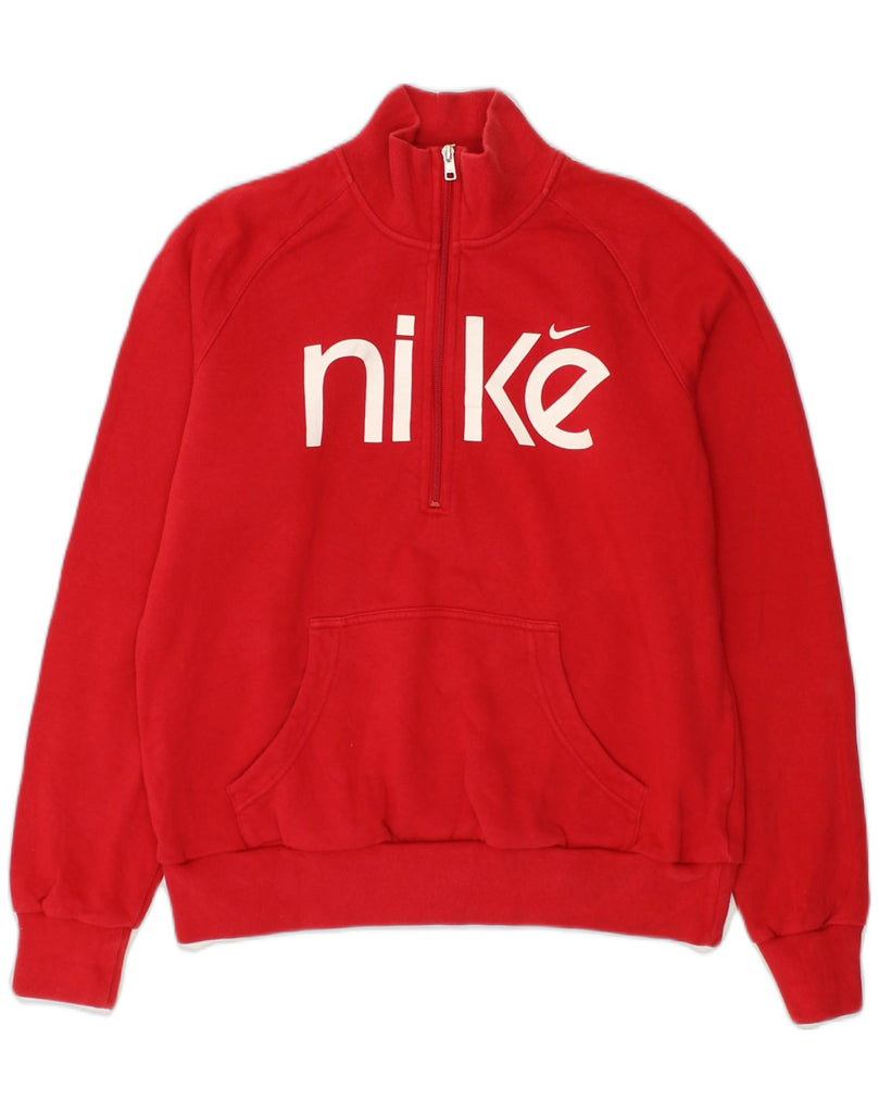 NIKE Girls Zip Neck Graphic Sweatshirt Jumper 15-16 Years XL  Red Cotton | Vintage Nike | Thrift | Second-Hand Nike | Used Clothing | Messina Hembry 