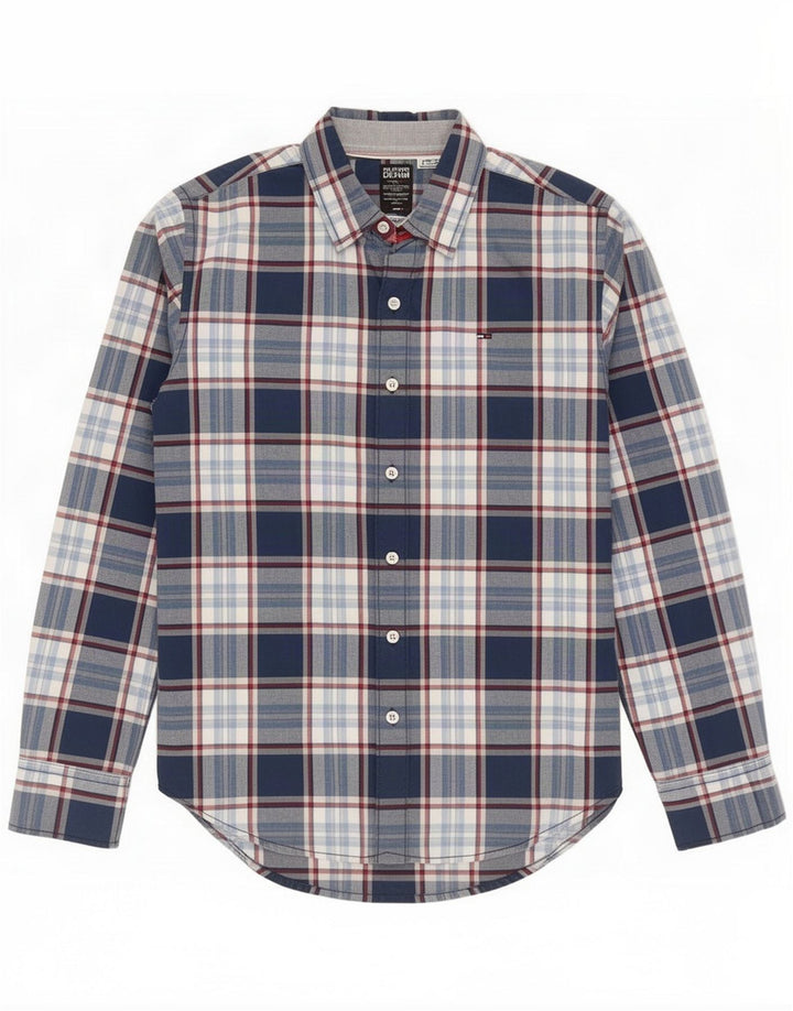 Tommy Hilfiger Mens Shirt Small Blue Check Cotton