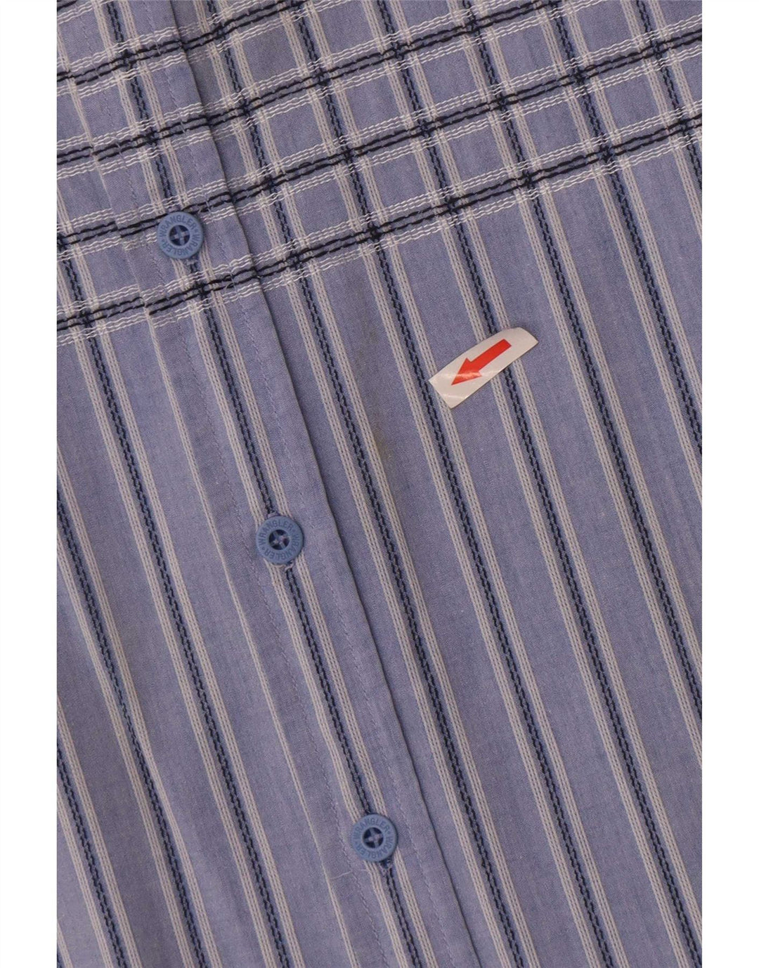 Wrangler Mens Short Sleeve Shirt Large Blue Striped Cotton