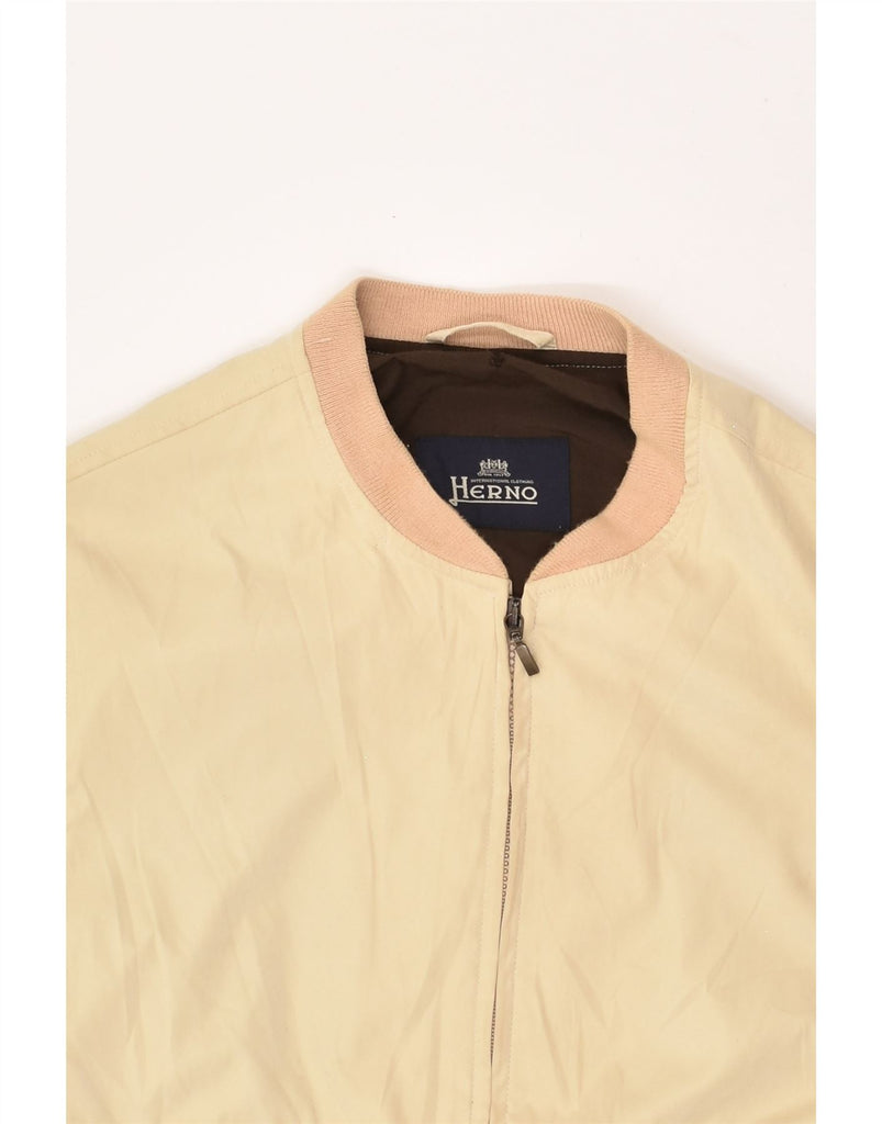 HERNO Mens Bomber Jacket UK 38 Medium Beige Polyester | Vintage Herno | Thrift | Second-Hand Herno | Used Clothing | Messina Hembry 