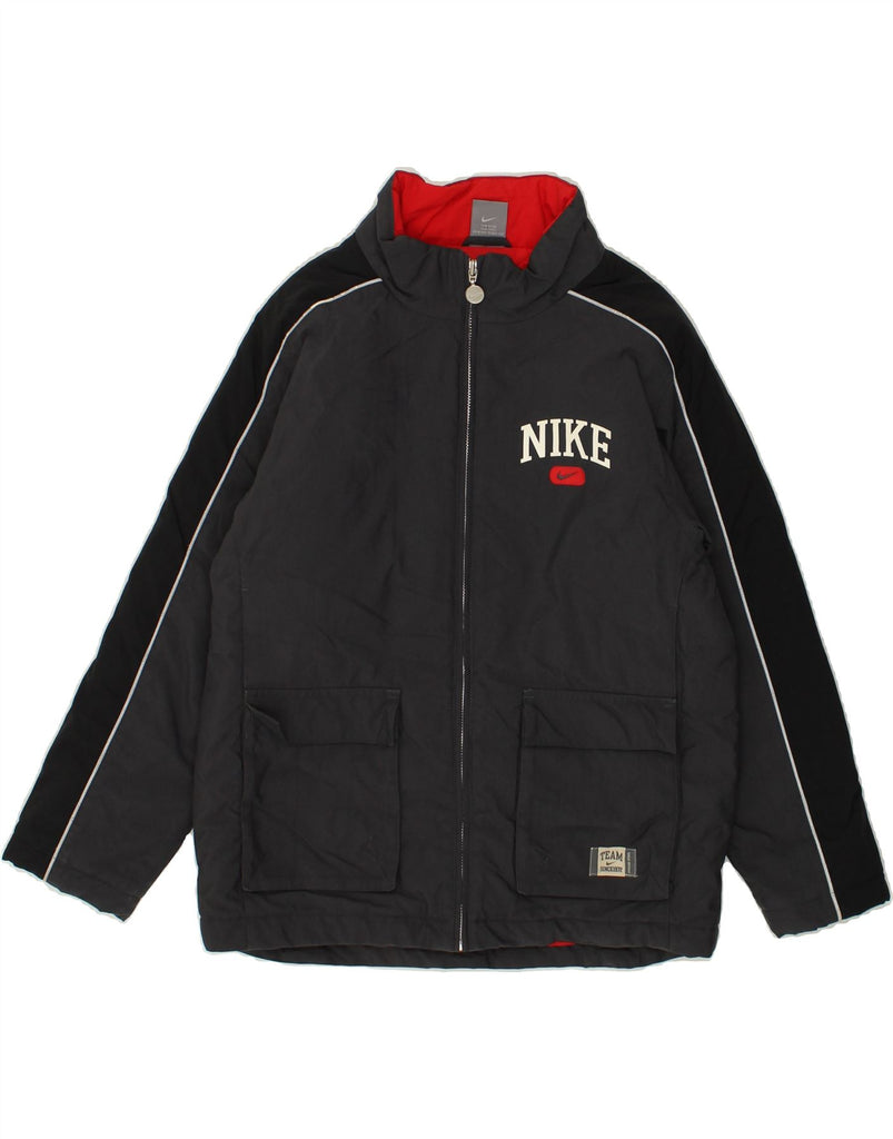 NIKE Boys Graphic Windbreaker Jacket 10-11 Years Medium Grey Colourblock | Vintage Nike | Thrift | Second-Hand Nike | Used Clothing | Messina Hembry 