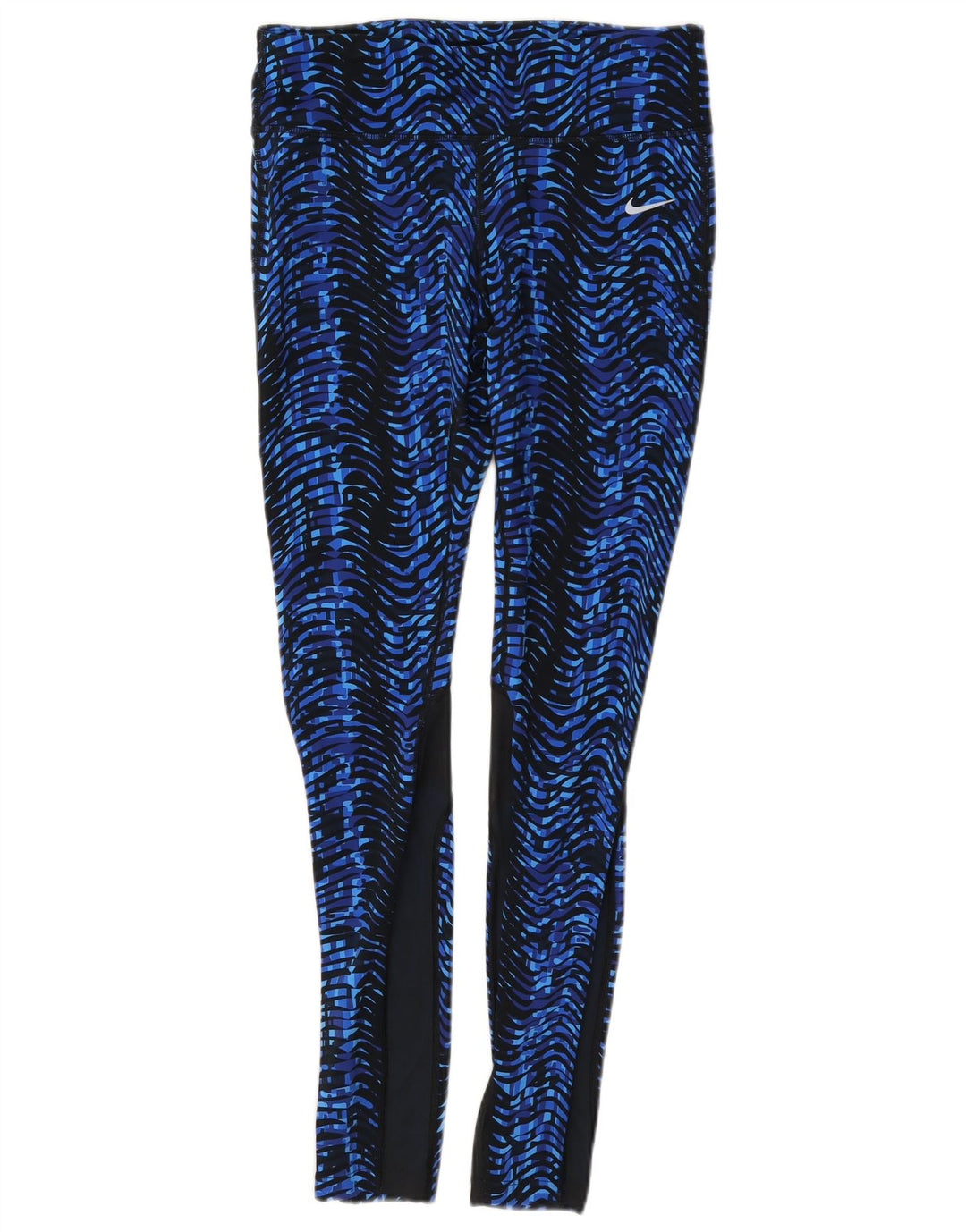 Nike Womens Dri Fit Abstract Pattern Leggings UK 12 Medium Blue Chevron