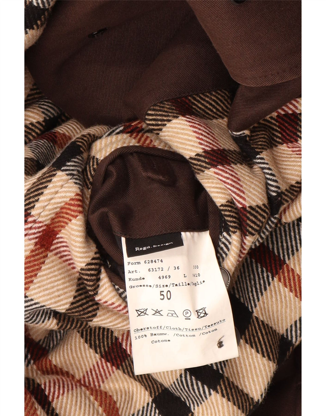 DAKS Mens Overcoat IT 50 Large Brown Cotton