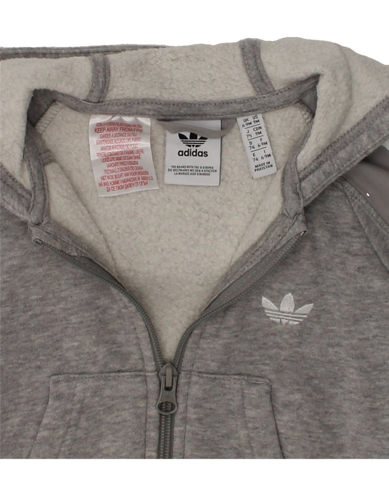 ADIDAS Baby Boys Zip Hoodie Sweater 6-9 Months Grey Cotton | Vintage Adidas | Thrift | Second-Hand Adidas | Used Clothing | Messina Hembry 