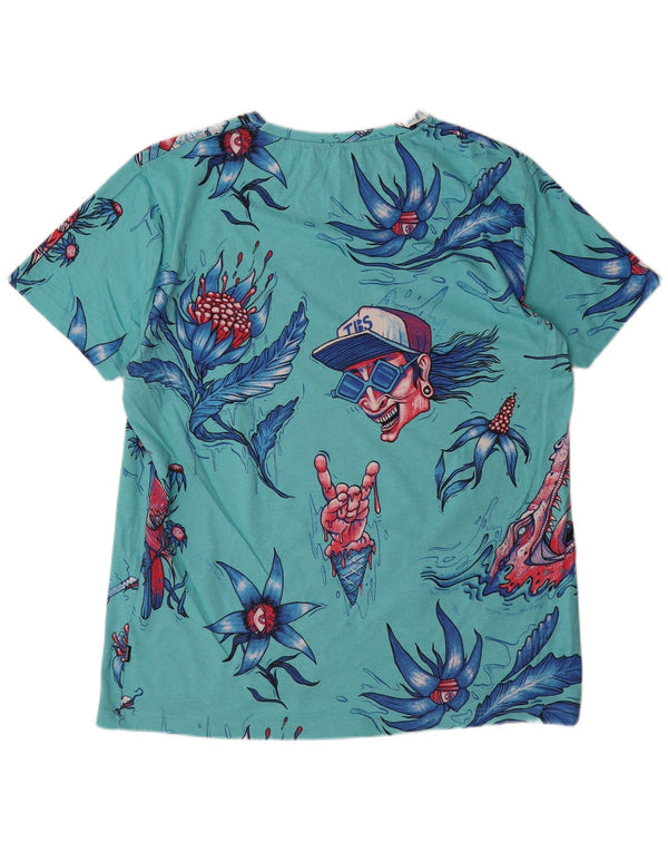 Cropp Mens Regular Fit Graphic T-Shirt Top 2XL Turquoise